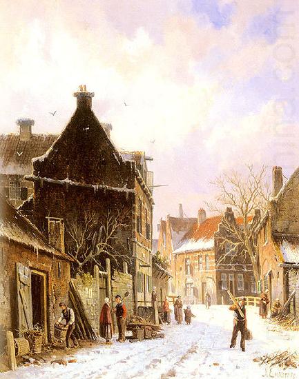 Adrianus Eversen A Village Street Scene in Winter